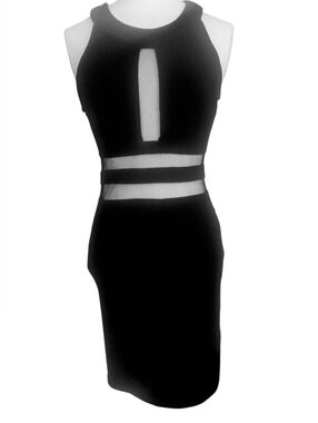 American Clothing Inc Black Form-Fitting Bodycon Dress Sheer Mesh Panels Size S